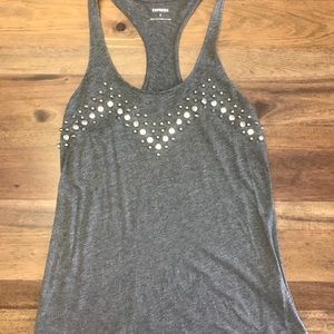 Express rhinestone & metal studded racer back tank